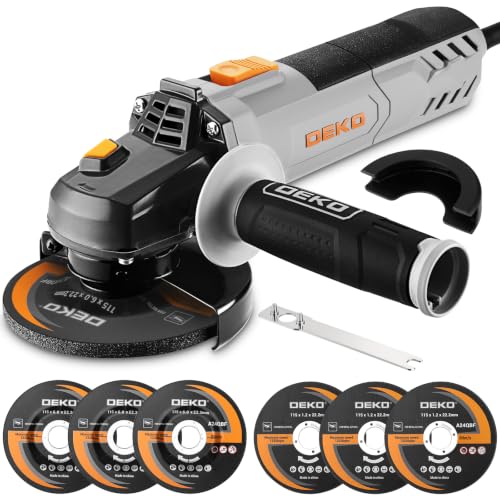 8-Amp Angle Grinder: DEKOPRO 4-1/2 inch Electric Corded Grinder Power Tools with Grinding and Cutting Wheels, Auxiliary Handle and Wrench for Cutting, Polishing and Grinding