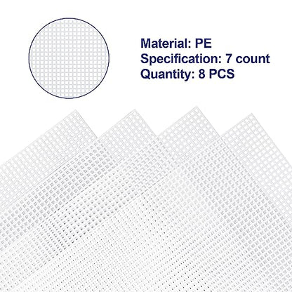 Caydo 8 Pieces 7 Count Plastic Canvas Sheets, Plastic Mesh Sheet - color: Clear White - 8pcs