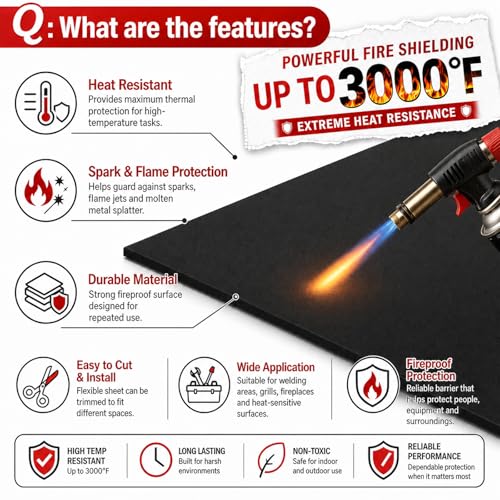 FLASLD 12×18 inch Welding Blanket Fireproof Mat Heat Resistant Material Up To 1800°F Flame Retardant Fabric Carbon Felt for Grill Stove Pit Soldering Welders Plumbers - size: 12×18 inch