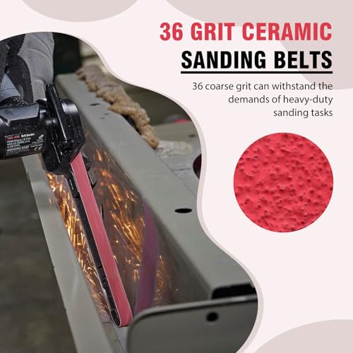 Taokyid 1/2 x 18 Inch Ceramic Sanding Belts, 36 Grit, 20 Pack - color: 36 Grit (20 pack)