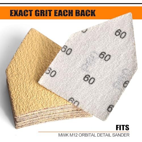 POLIWELL Triangle Sanding Sheets 50PCS 90x65mm Hook & Loop - style: 60 Girt