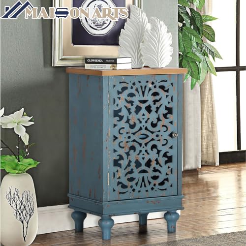 MAISON ARTS Small Accent Cabinet with Doors, Buffet Cabinet with Storage - color: Blue, style: 1-Door