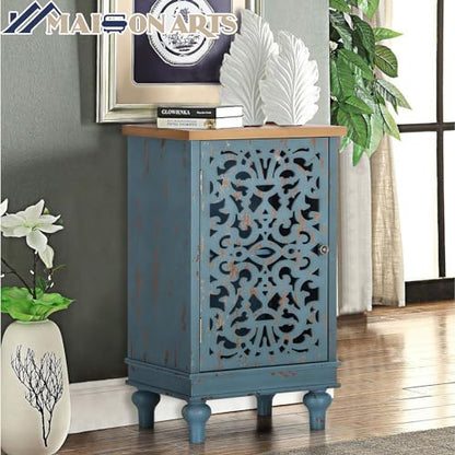 MAISON ARTS Small Accent Cabinet with Doors, Buffet Cabinet with Storage - color: Blue, style: 1-Door