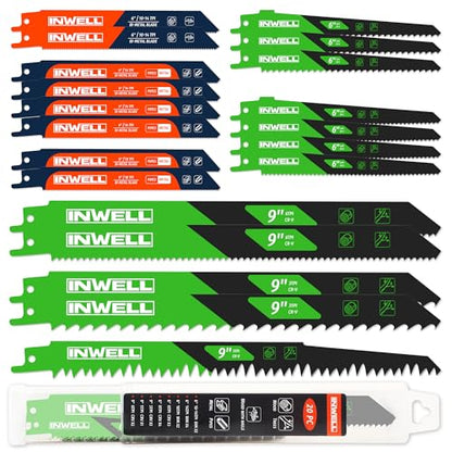 20-Piece Reciprocating Saw Blade Set, Professional Cutting Tool Kit for Tree Pruning, Metal Cutting and Common Materials in Homemade DIY Projects