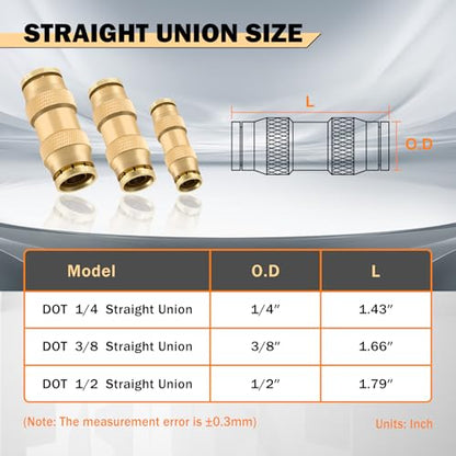 CheeMuii 23 Pcs Brass DOT Air Line Fittings with 1/4" & 3/8" DOT Air Hoses - size: 2ROLL-25PCS