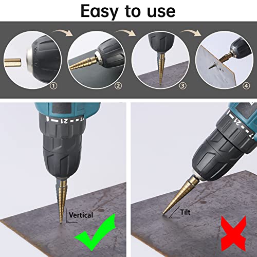 5PCS HSS Titanium Step Drill Bit Set for Metal Unibit - size: 5PCS Set