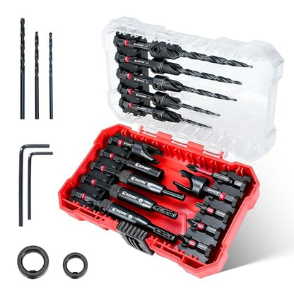 EZARC Countersink Drill Bit Set, 22PCS with Self Centering Drill Bits