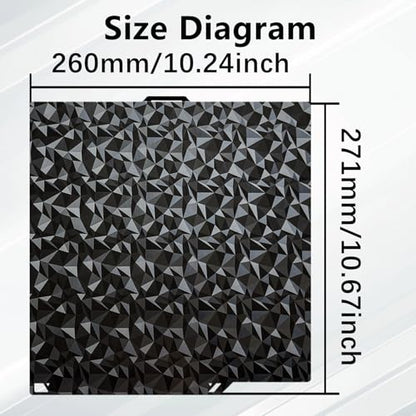 Diamond+Carbon Plate for ELEGOO Centauri Carbon Build Plate 260x271mm, Dual-Sided PEO PET Magnetic Spring Steel Bed CC/CC2 Plate, High-Temp Resistant Printing Surface for ELEGOO CC/CC2 3D Printer - size: 260x271mm for Centauri Carbon