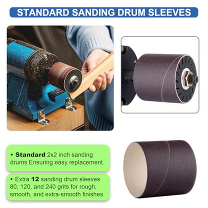 Leather Burnishing Machine | Variable Speed Leathercraft Bench Grinder, Polishing Tool, Sanding Machine, Rosewood Wheel for Leather Edge | Low Noise Motor, Standard 2x2 Inch Drum Sleeves