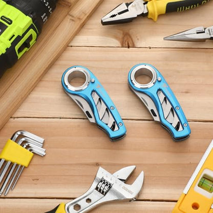 Tondiamo 2 Pcs Folding Pocket Utility Knife Box Cutter, Blue - color: Blue
