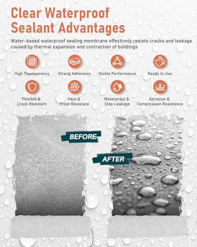Tkaimy Waterproof Sealant Coating, 17 Oz Transparent Liquid Leak Repair, Water‑Based Waterproof Agent for Roof, Window, Concrete, Wall, Indoor & Outdoor, Cracks Multi‑Surface Leak Stop - color: Clear, size: 17 OZ