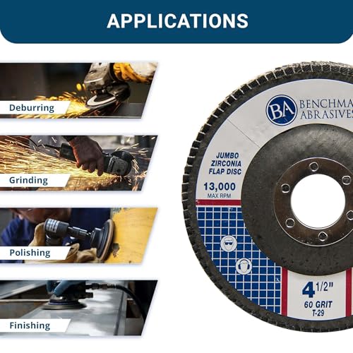 Benchmark Abrasives 4.5" x 7/8" Zirconia Type 29 Flap Discs, 60 Grit - style: 60 Grit | 3000 Count