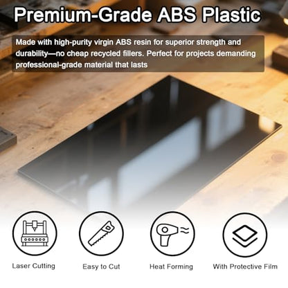 ABS Plastic Sheet 1/8 Inch Thick - 3PACK 12" x 16" Black Rigid ABS Board Impact Resistant Heat Moldable ABS Plastic Panel for Industrial DIY Projects, Home Decor, Handicrafts - (Frosted & Smooth) - size: 12x16x1/8 inch