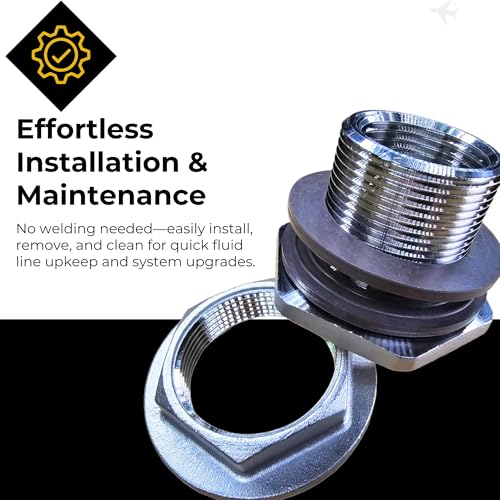 1" NPT SS304 Heavy Duty EZ Seal Weldless Bulkhead w/EPDM Gaskets - size: 1"-Heavy Duty - EPDM, style: Pack of 1