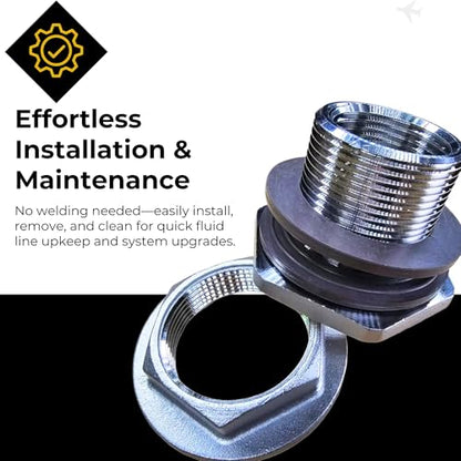 1" NPT SS304 Heavy Duty EZ Seal Weldless Bulkhead w/EPDM Gaskets - size: 1"-Heavy Duty - EPDM, style: Pack of 1