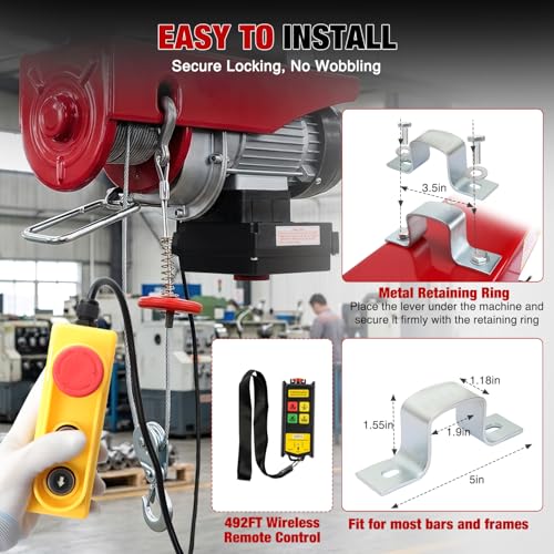 Nilight 1320LBS Electric Hoist 110V Electric Winch with Wireless & Wired Remote Control, Single/Double Slings 39FT Lifting Height Lift Hoist Material Handling Tool for Warehouses Factories Garage - size: 1320LBS Wireless & Wired Remote