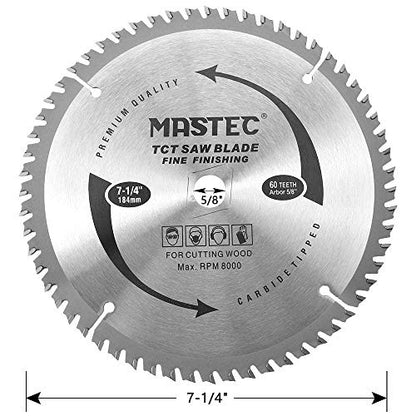 7-1/4 Inch Circular Saw Blade 60 Tooth ATB Anti Kickback Feature for Wood with 5/8-Inch DMK Arbor - size: 7-1/4 Inch 60T