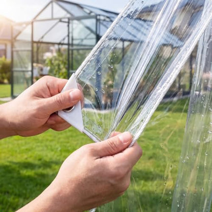Clear Tarp Heavy Duty with Metal Grommets, 14 Mil Thick Clear Vinyl Trap, Waterproof and Tear-Resistan, Greenhouse Plastic Sheeting for Rainproof Plant Cover, 420g/m², 3' X 6' - size: 3x6 FT