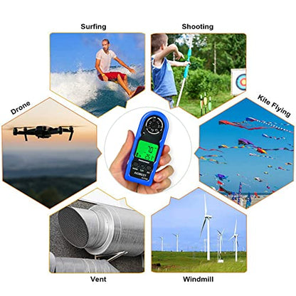 Digital Anemometer 65 mph, AIOMEST Mini Wind Speed Meter Gauge AI-816B