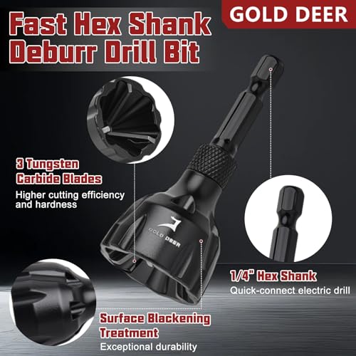 2Pcs Deburring Tool Chamfer Tool 1/8"- 3/4" Tungsten Carbide Chamfering Drill Bit Fast Hex Shank Deburr Drill Bit External Burr Removal for Metal Rod Bolt Pipe 3D Printing PVC - size: 2Pcs 1/8" to 3/4"