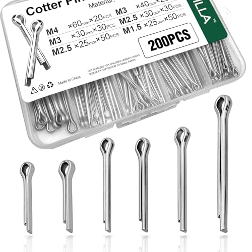 200PCS Cotter Pin Assortment, Stainless Steel R Clips & Hitch Pins