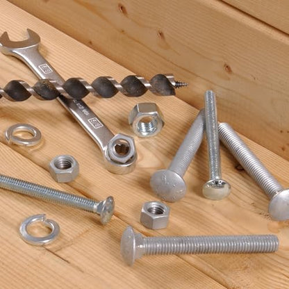 Hillman Carriage Bolt Zinc-Plated Self-Locking Washer-Free 3/8"-16 x 3" Silver – 50 Pack