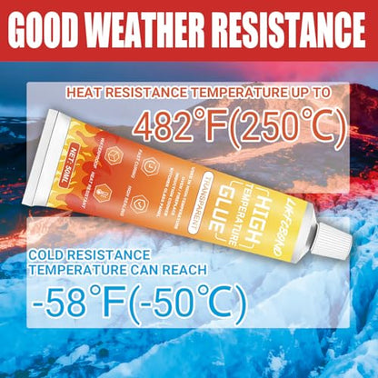 High Heat Adhesive Set, 3.38floz High Temperature Sealant (Clear)