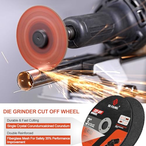SI FANG 25Pcs 3 inch Cut Off Wheels for Die Grinder with 1/4" Arbor Mandrel