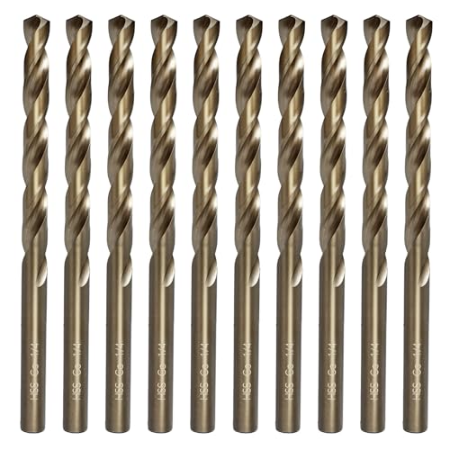 COMOWARE 1/4" Drill Bit Set, M35 Cobalt HSS Drill Bits, Jobber Length, Straight Shank, Twist Metal Drills bit Set for Steel, Stainless Steel, Iron, Hard Metal/Wood/Plastic (10pcs)