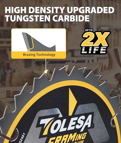 TOLESA 6 1/2 Circular Saw Blades, 24T for Wood and Plywood, 3-Pack - size: 6-1/2'' 24T
