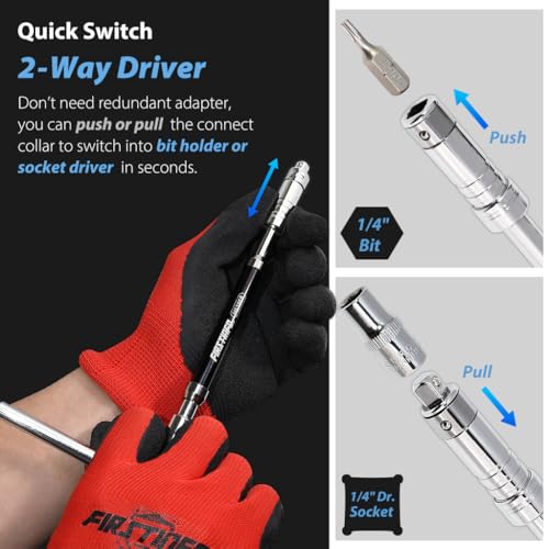 FIRSTINFO 1/4 Inch Drive Adjustable 2-Way Speed T-Handle Spinner Wrench