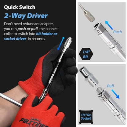 FIRSTINFO 1/4 Inch Drive Adjustable 2-Way Speed T-Handle Spinner Wrench