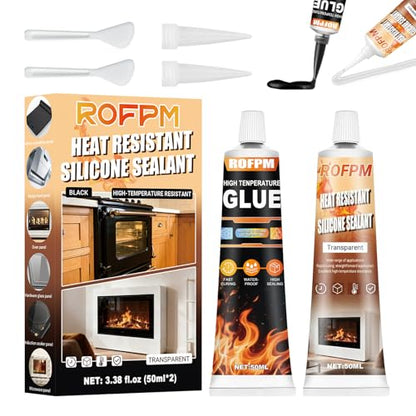 High Heat Silicone Glue Clear and Black, 100ml Heat Resistant Sealant - color: Clear and Black