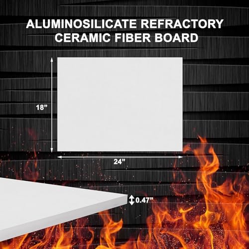 2 Pack Ceramic Fiber Board - 0.47" Thick x 18" x 24" - Fireproof Board - size: 0.47" x 18" x 24" / 2 PCS