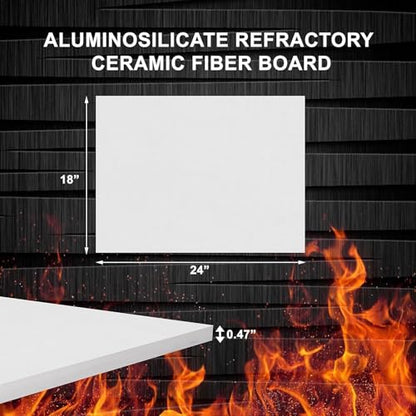 2 Pack Ceramic Fiber Board - 0.47" Thick x 18" x 24" - Fireproof Board - size: 0.47" x 18" x 24" / 2 PCS