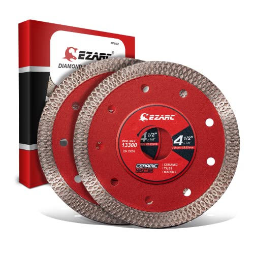 EZARC 4-1/2" Super Thin Diamond Tile Blade, 7/8"-20mm-5/8 Arbor, 2-Pack - size: 4.5 Inch
