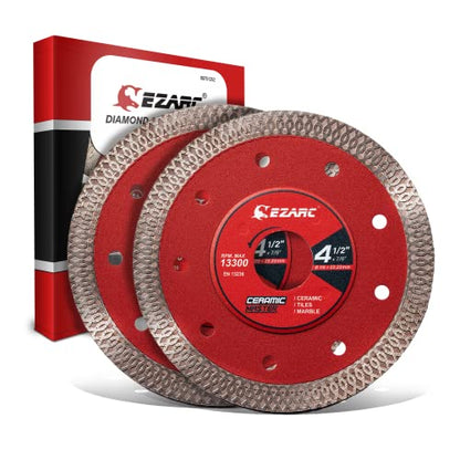 EZARC 4-1/2" Super Thin Diamond Tile Blade, 7/8"-20mm-5/8 Arbor, 2-Pack - size: 4.5 Inch