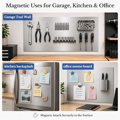 2 Pack 430 Magnetic Stainless Steel Sheets, 18 Gauge 24"x12" Brushed Metal - size: 24″× 12″