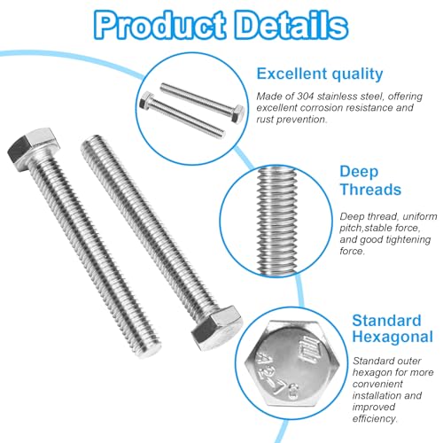 25 Pcs M8 Hex Bolts M8-1.25 x 20mm Hex Head Screw Bolt - size: M8-1.25 x 20mm
