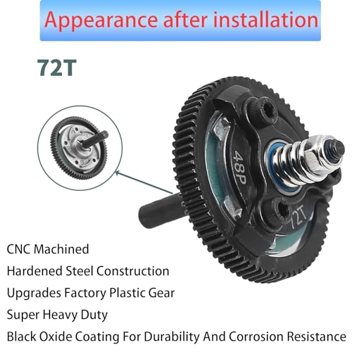 48P 72T and 76T Hardened Steel Spur Gear Set for Traxxas 1/10 Slash 2WD - size: 48P-Spur Gear-72T 76T