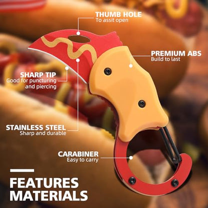 Small Pocket Knife for Men, Pocket Utility Knife with 1.38''Sharp Blade, Cute Folding Knife Box Cutter, Mini EDC Knives for Everyday Carry, Ideal Gifts for Men and Women - color: Cheese Hot Dog