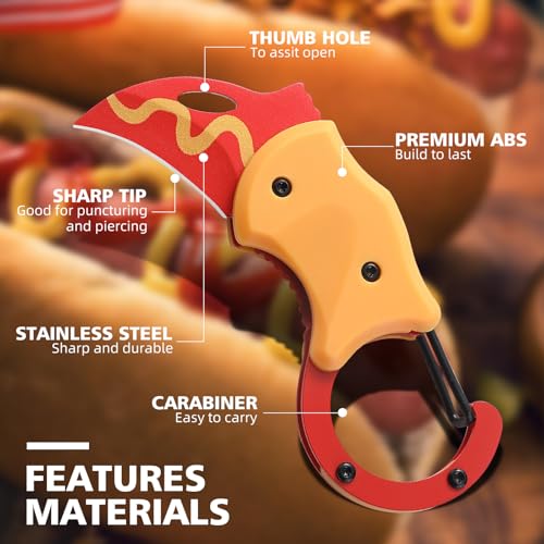 3 Pack Small Pocket Knife Gifts for Men & Women, Cool Folding Knife Box Cutter, Mini EDC Knives for Everyday Carry (Donut、Fries、Hot Dog) - color: Donut & Fries & Hot Dog