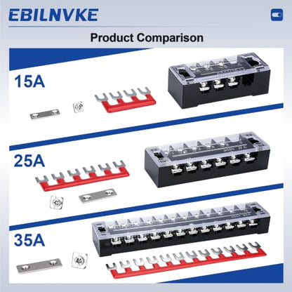 Terminal Block 35A 600V 6 Position Dual Row Screw Terminal Strip - size: 2PCS 35A 6P