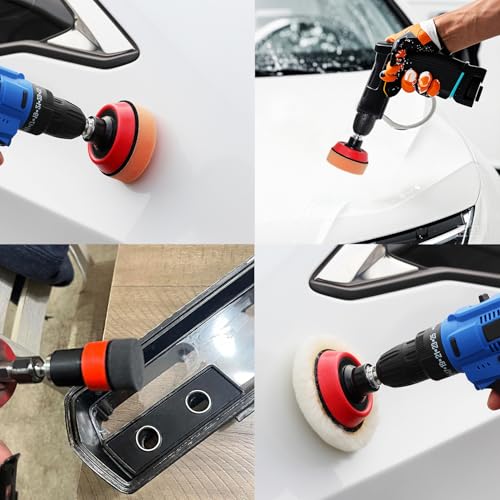 Car Foam Polishing Buffing Kit, Polishing Buffing Pads, Wool Pads,Polishing & Buffing Wheels, for Headlights & Body Foam Wax & Buffer Kits (27)