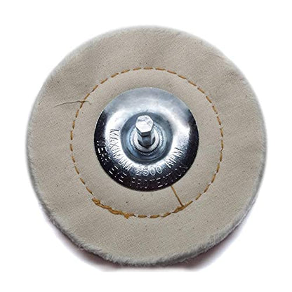 Benchmark Abrasives 4" Cotton Cushion Sewn Buffing Polishing Wheel for Bench Grinder with 1/4" Mandrel, for Polishing Finishing Smoothing on Aluminum, Stainless Steel (Cotton Cushion)