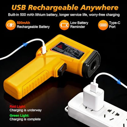 FKM Rechargeable Infrared Thermometer Gun,13-Point Laser-High Precision - color: Amber