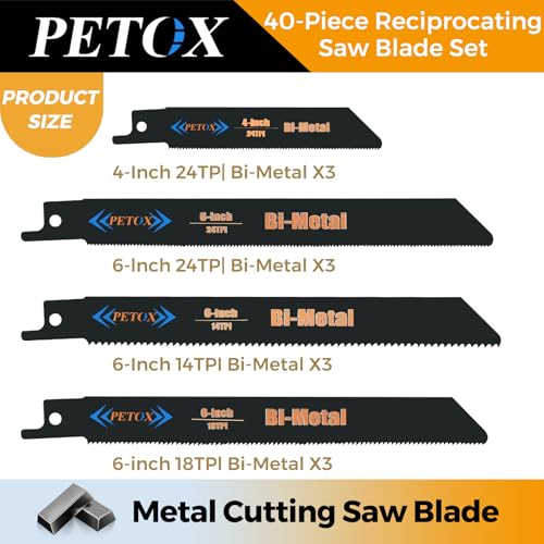 40-Piece Reciprocating Saw Blades Set, Metal Wood Plastic Cutting Saw Blade - size: 40 Count (Pack of 1)