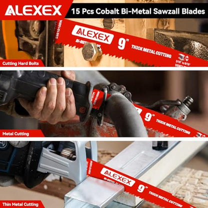 15 Pack 9 Inch 8/10 TPI Reciprocating Saw Blades for Diablo Sawzall Blades - size: 9 Inch 8/10TPI