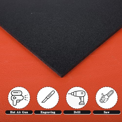 2 Pack ABS Plastic Sheet 12" x 16" x 1/4" Thick (6mm) Black Rigid Moldable Thermoplastic Board for Crafts, DIY Projects, Home Decor - Textured & Smooth Surface