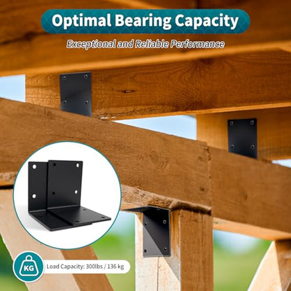 6" x 6" x 5" Heavy Duty Steel L Angle Corner Bracket, 90 Degree Support Bracket for Wood Beams Pergolas Shelves Furniture, Thickness 0.22", Max Load 300 lbs, 8 Pack - size: 6" x 6" x 5"
